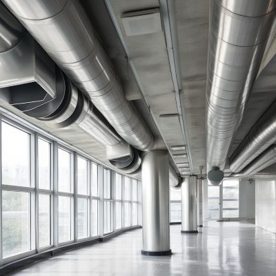 CARVEL SA Ingenieria de proyectos sistema ventilacion conductos respiraderos visibles edificio oficinas moderno creado ai generativa